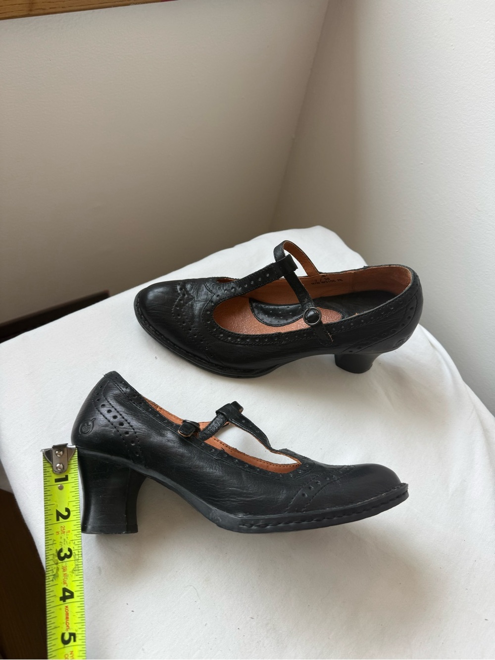 Y2K Vintage Born Black Leather Mary Jane Heels Size 7 - Picture 7 of 7